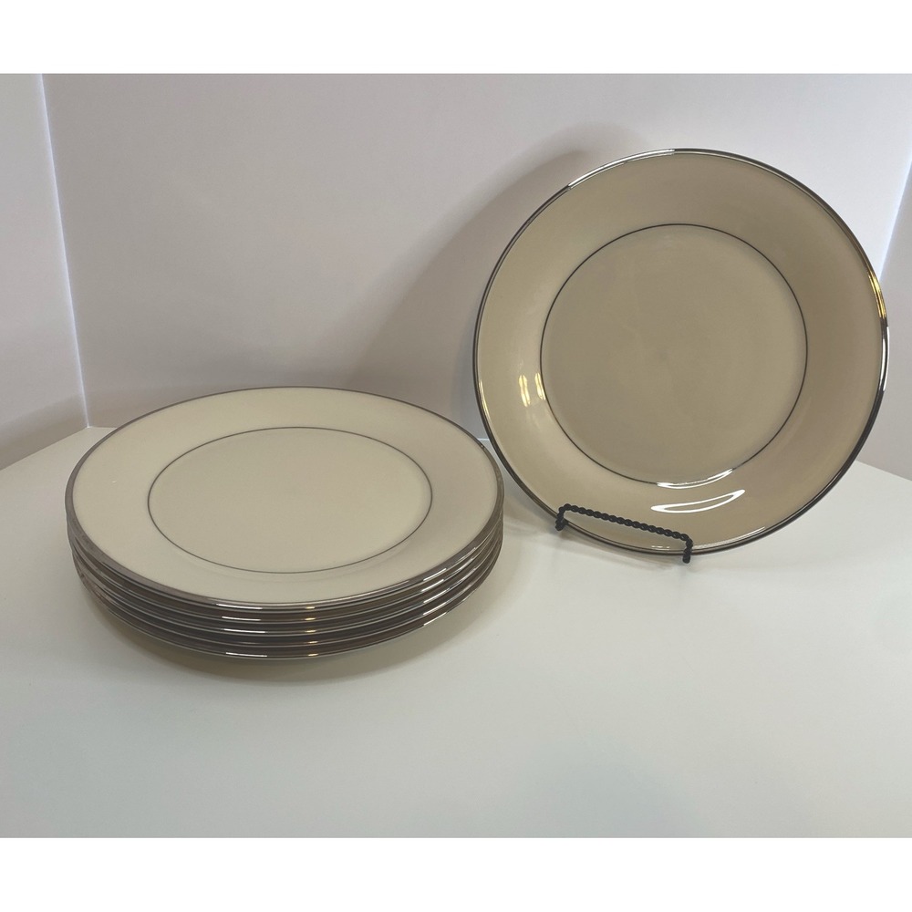Lenox Solitaire Dinner Plate 10.75"Platinum/Ivory Dimension Collection-Set of 6